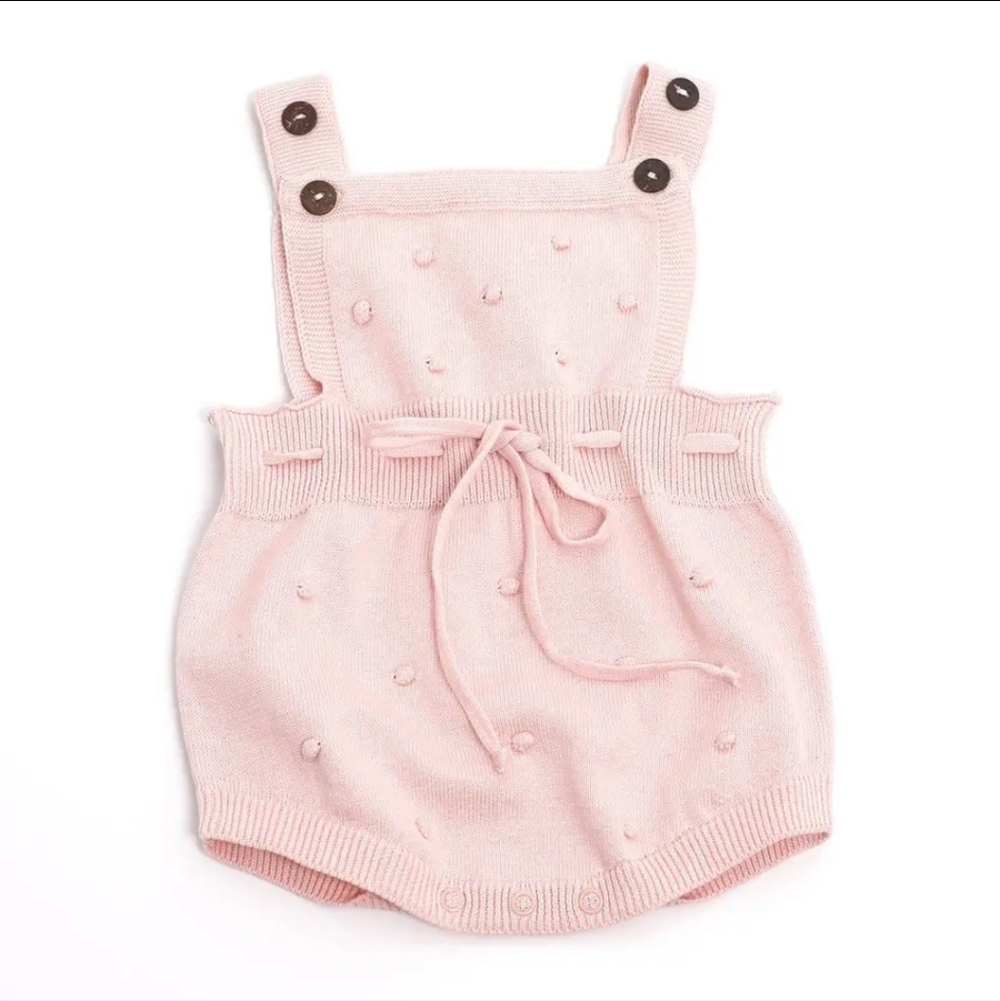 Baby Knit Bubble Romper - Pink